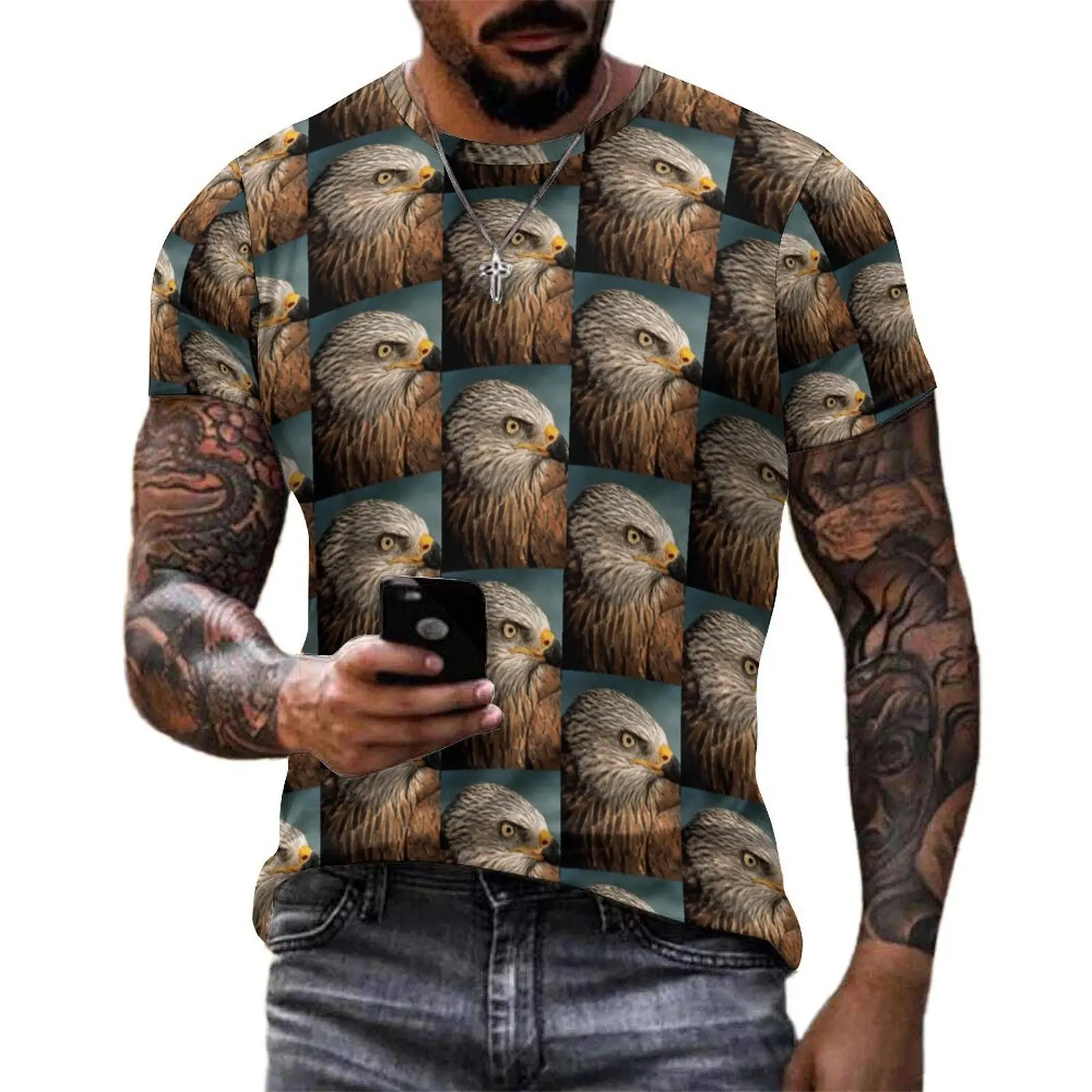 Wild Eagle T Shirt Bald Eagles Animal Male Popular T-Shirts Premium Graphic Tees Short-Sleeved Street Style Big Size Tops Gift