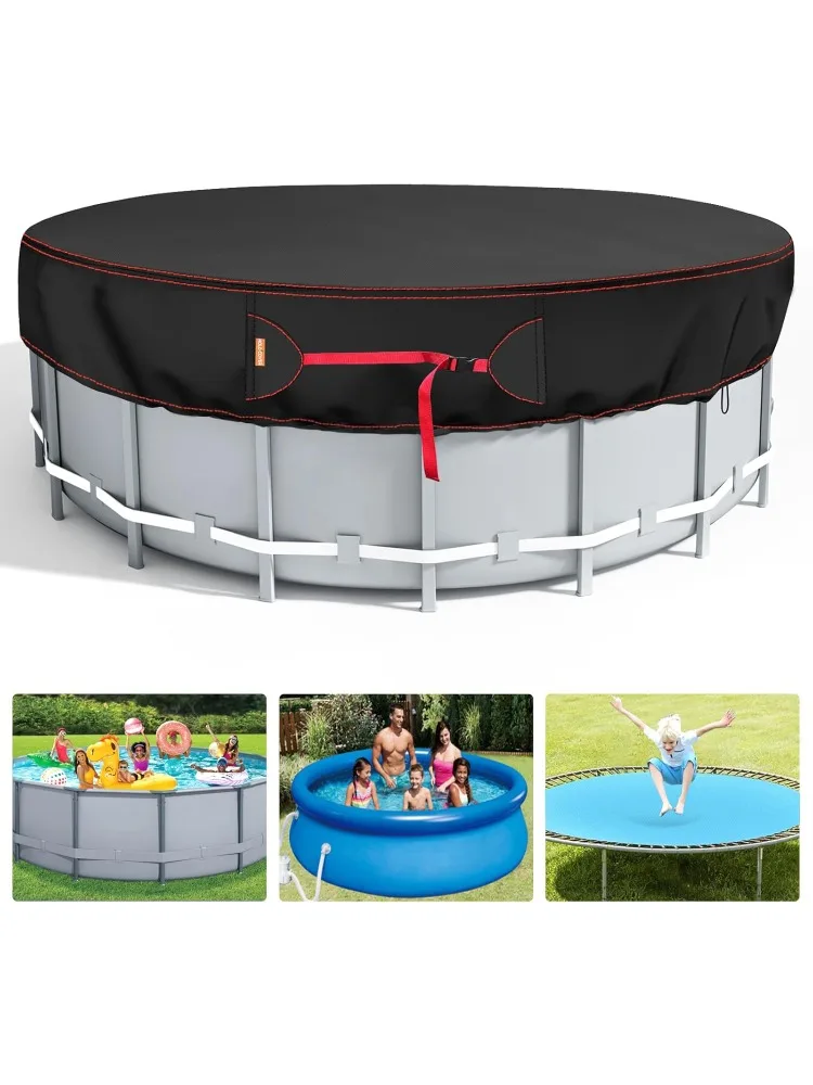 24 Ft Round Pool Cover, Solar Covers for Above Ground Pools, Stock Tank Pool Cover Protector with Pool Cover Accessories