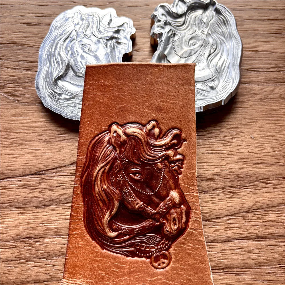 

3D Horse Leather Embossing Stamp Aluminum Alloy Shaping Mold Leathercraft Tool Carving Pressing Stamper Cold Hot Stamping