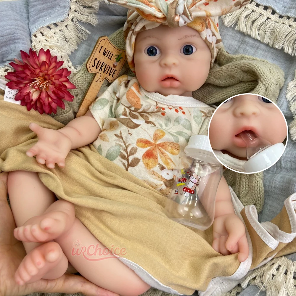 Open Eyes 47cm Realistic Soft Silicone Reborn Doll Handmade Realistic Appearance Comfort Doll for Emotional Relief