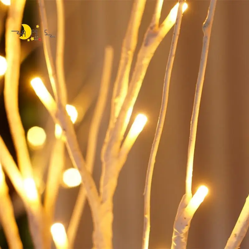 

AF95-Настольная елка, белое дерево со светодиодной подсветкой, теплый белый маленький светильник для дерева, таймер на батарейках, освещенное дерево, простое в использовании