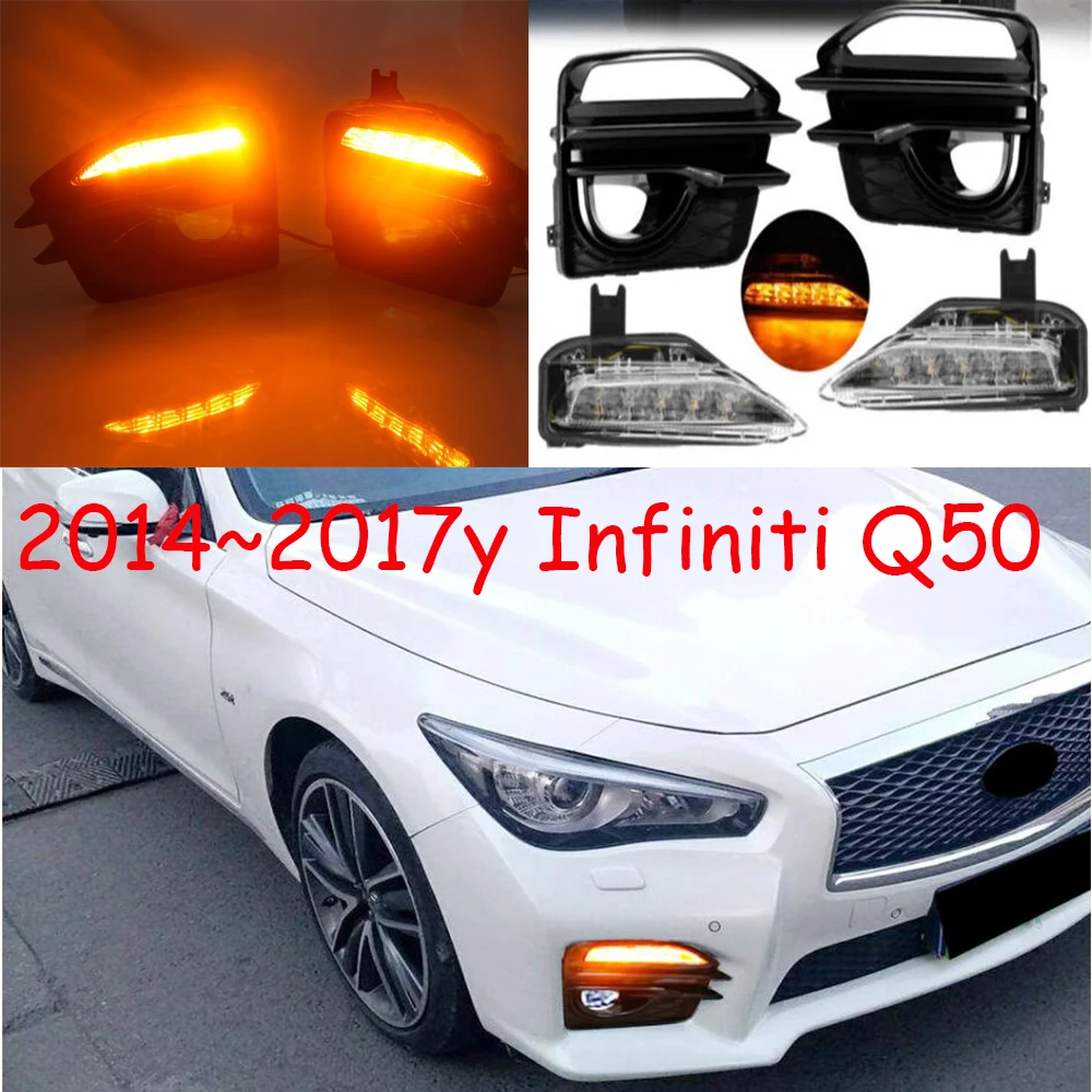 Car bumper headlight for Infiniti Q50 daytime light 2014~2017y DRL car accessories LED headlamp head lamp Infiniti Q50 fog light