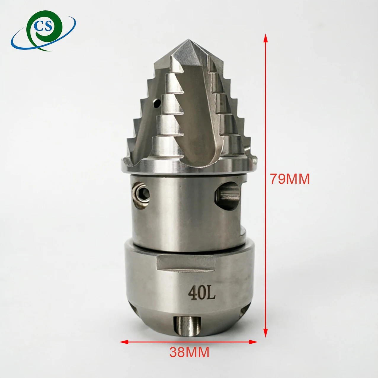 1/2 40L Pagoda Nozzle for Pressure Washer Side 4 Rear6 nozzle Stainless Steel Quickly Rotating for Municipal Drain Pipe Cleaning