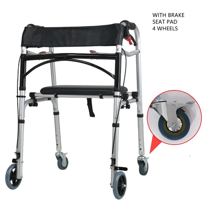 Elderly Foldable Rehabilitation Walker Stick Assist Aluminum Alloy Standing Frame Disabled Rollator Mobility Training Tool