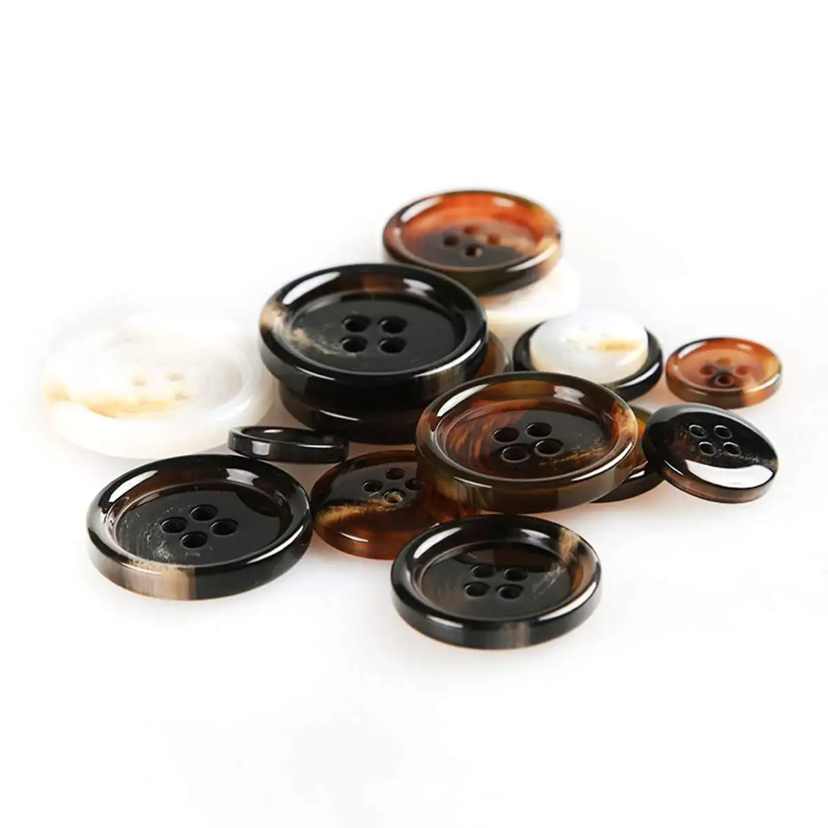 

100PCS Black White Brown Resin Round Buttons 15-30mm 4 Sewing Holes Fit Suit Coat Apparel Accessories Handmade Material Package