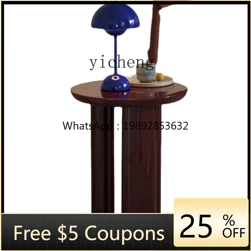 

ZZ Bedside Table Movable Vintage Solid Wood Sofa Small Coffee Table Cream Wind Silent Wind