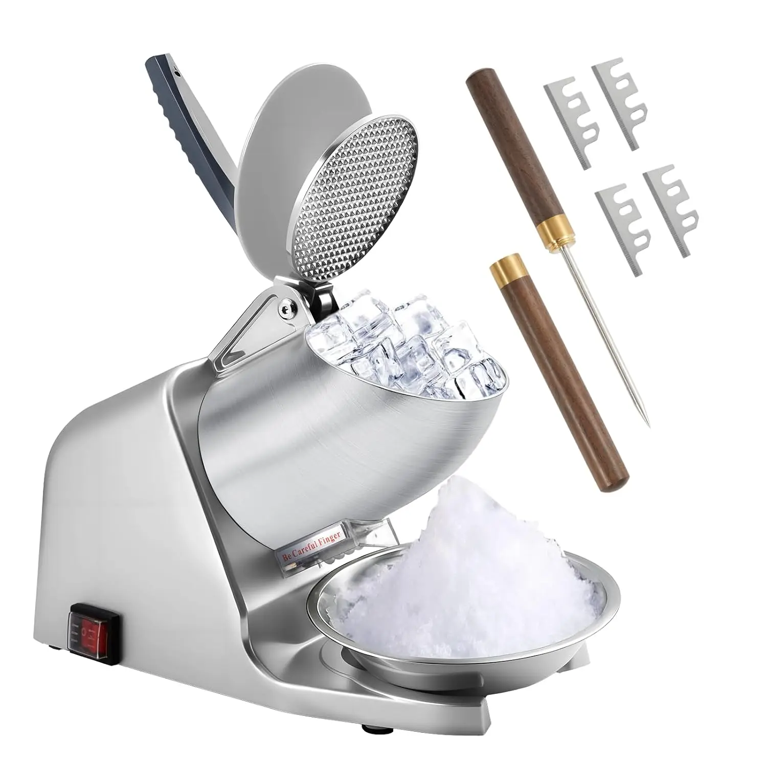 

Electric Ice Shaver Machine, 226lbs/h & 4-Blade, 300W Ice Crusher for Home Use & Commercial, Shaved Ice Machine, Extra B