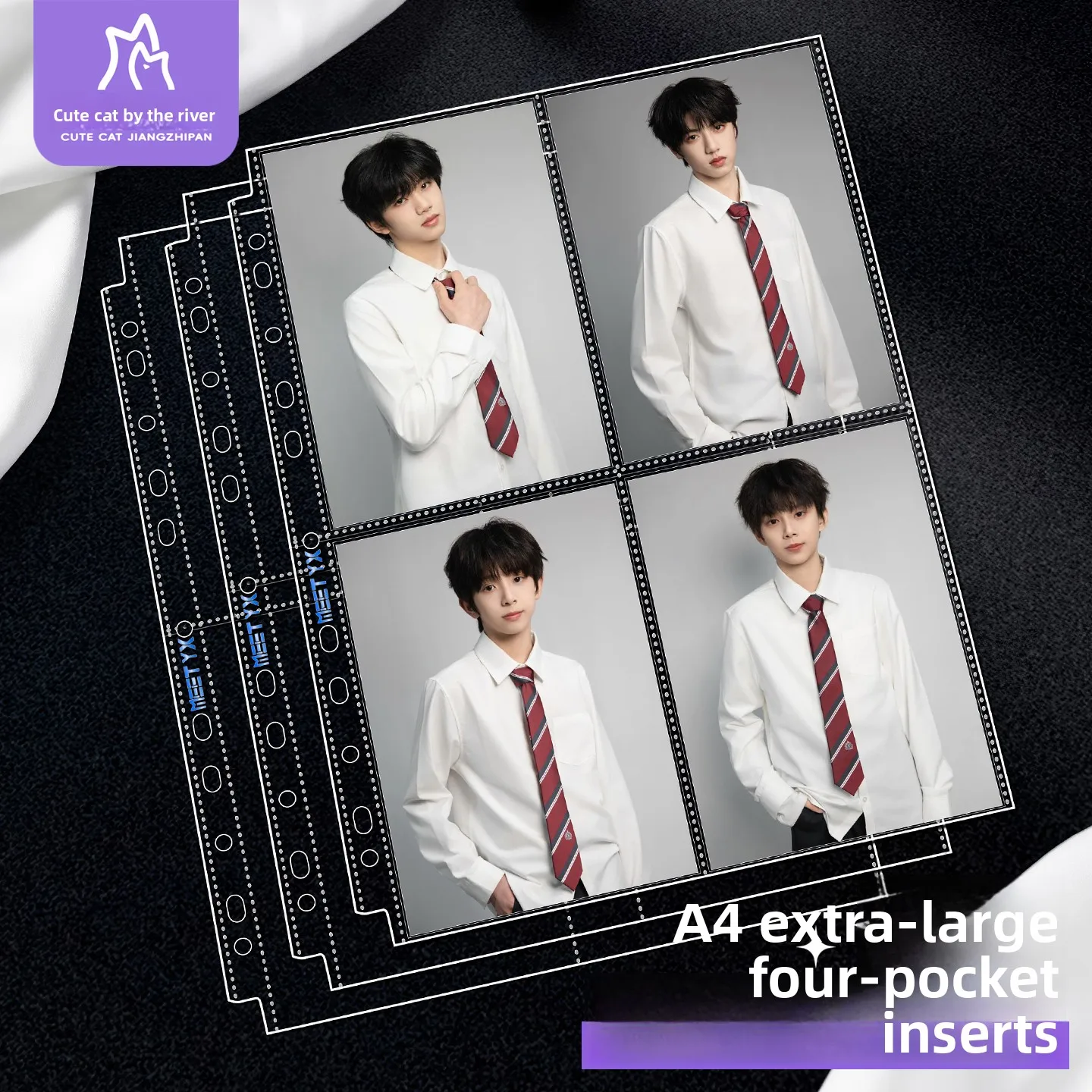 10Pcs A4 4-Pocket Clear Card Refill Pages, Loose-Leaf Photo Album Inserts for 6x4 inch Photos, Instant Film & Photocard Sleeves