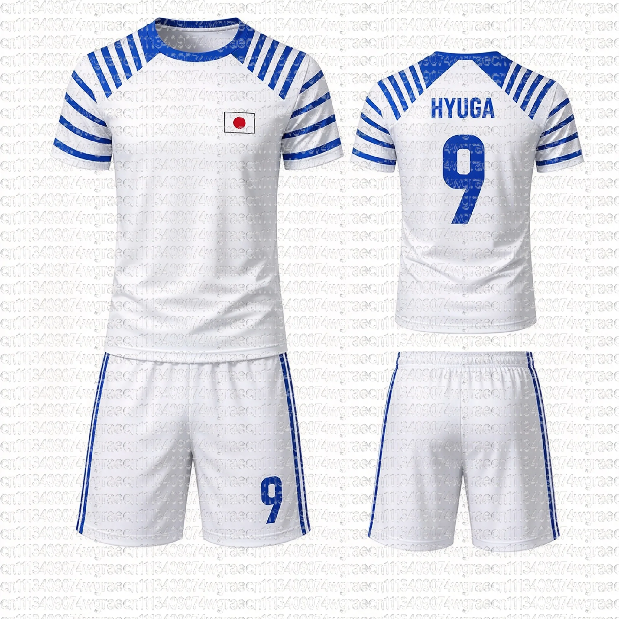 2026 Anime Captain Tsubasa 10 Nankatsu Japanese Flag Tee Shorts Set, Sportwear Single Top Available,Adult Kid Tshirt 2 Piece Set