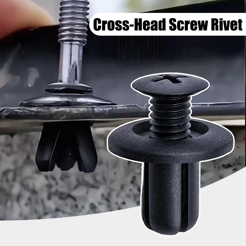 

8mm Plastic Rivets Fasteners Screw Push-Type Retainer Clip for Car Door Panel T Clips Universal Car Bumper Black Rivets Pin Clip