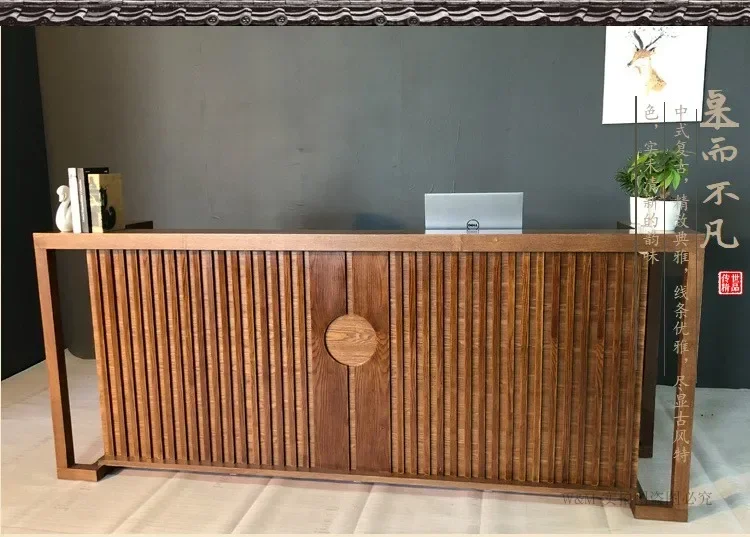 Chinese Cashier Desk Solid Wood Bar Counter Restaurant Front Desk Tea House Hotel Pavilion of Regimen Reception Desk Counter