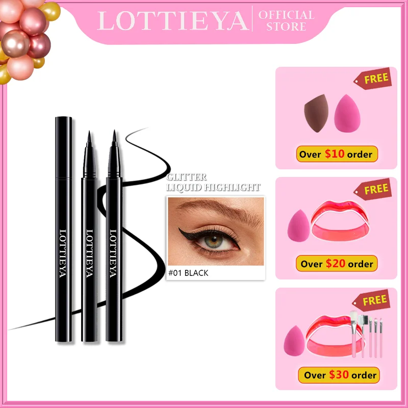 

LOTTIEYA Black Brown Ultra-Smooth Liquid Eyeliner Pencil Waterproof Quick Dry Double-ended Eyeliner Pen Makeup for Women Cosmet