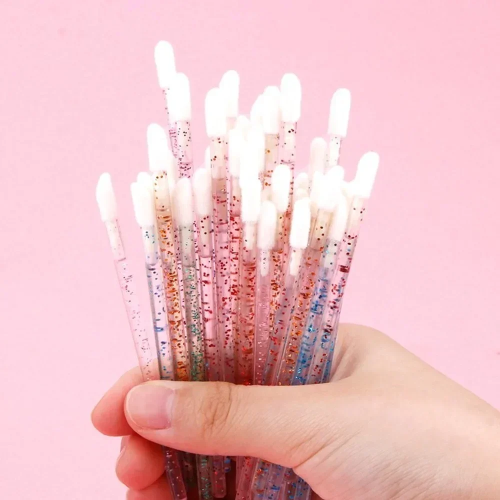 Bacchette per ciglia usa e getta, spazzola per sopracciglia sostituibile, 50 pezzi riutilizzabili, antipolvere, spazzola per ciglia con fondo a diamante spezzato scintillante