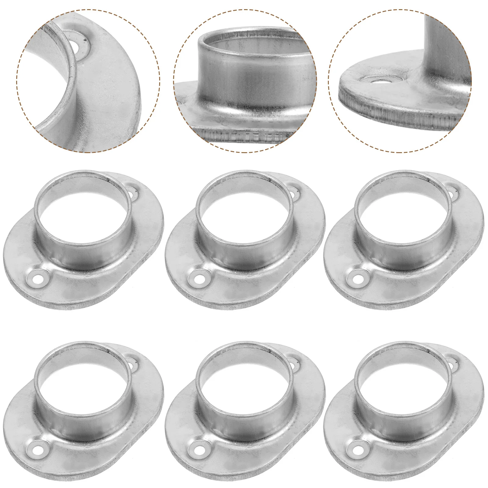

6Pcs Tube Base Plate Heavy Thick Round Flange for Deck Railing Bracket Post Mount Support Outdoor Fence Hardware