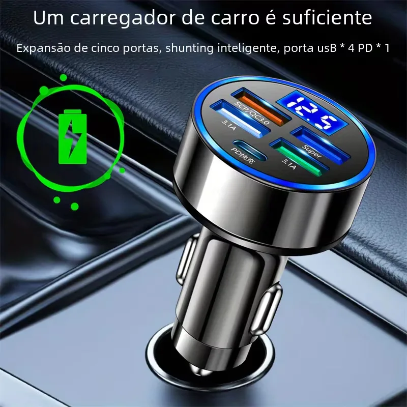 PD + QC 3.0 شحن سريع شاحن هاتف السيارة محول 4 منافذ USB شاحن سيارة نوع C PD35W شحن سريع 3.0 شاحن سيارة #6