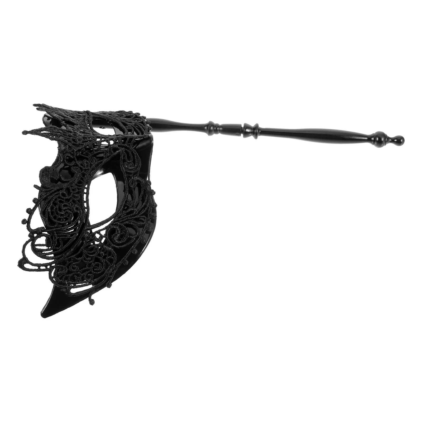 

Halloween Lace Hand Mask Man Adult Costumes Masquerade with Stick Plastic Mardi Gras Masks for Women