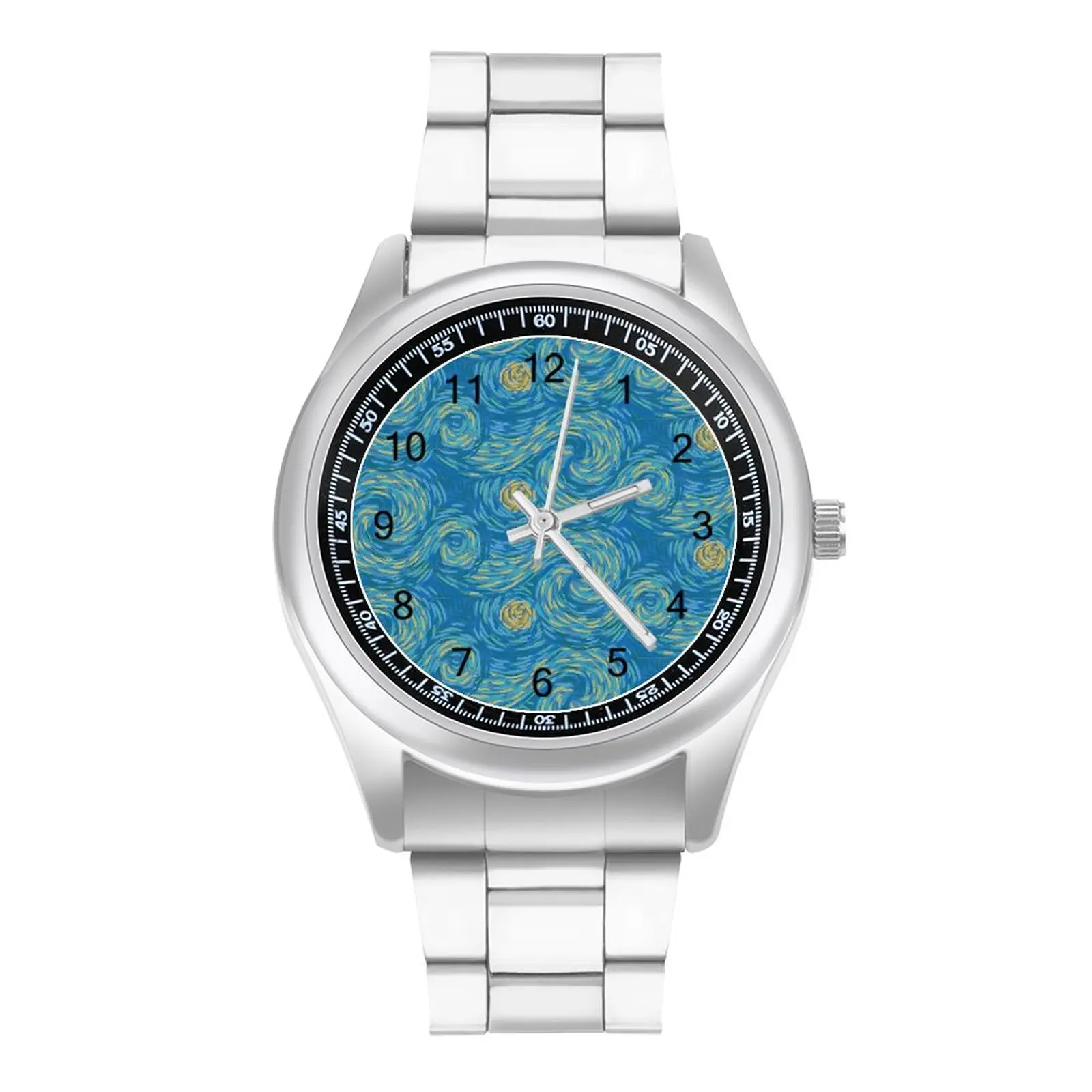 Bright Blue And Golden Yellow Quartz Watch Van Gogh Sun And Sky Promotion Classic Wrist Watch Stainless Female Photo Wristwatch