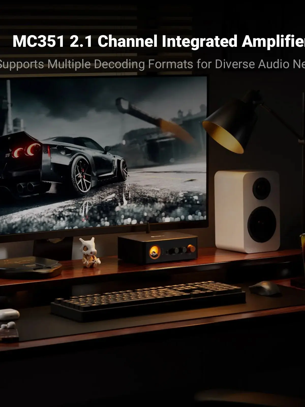 Fosi Audio MC331 2.0-kanałowy wzmacniacz lampowy Bluetooth, mini wzmacniacz audio typu all-in-one z DAC do głośników pasywnych — zdjęcie 2