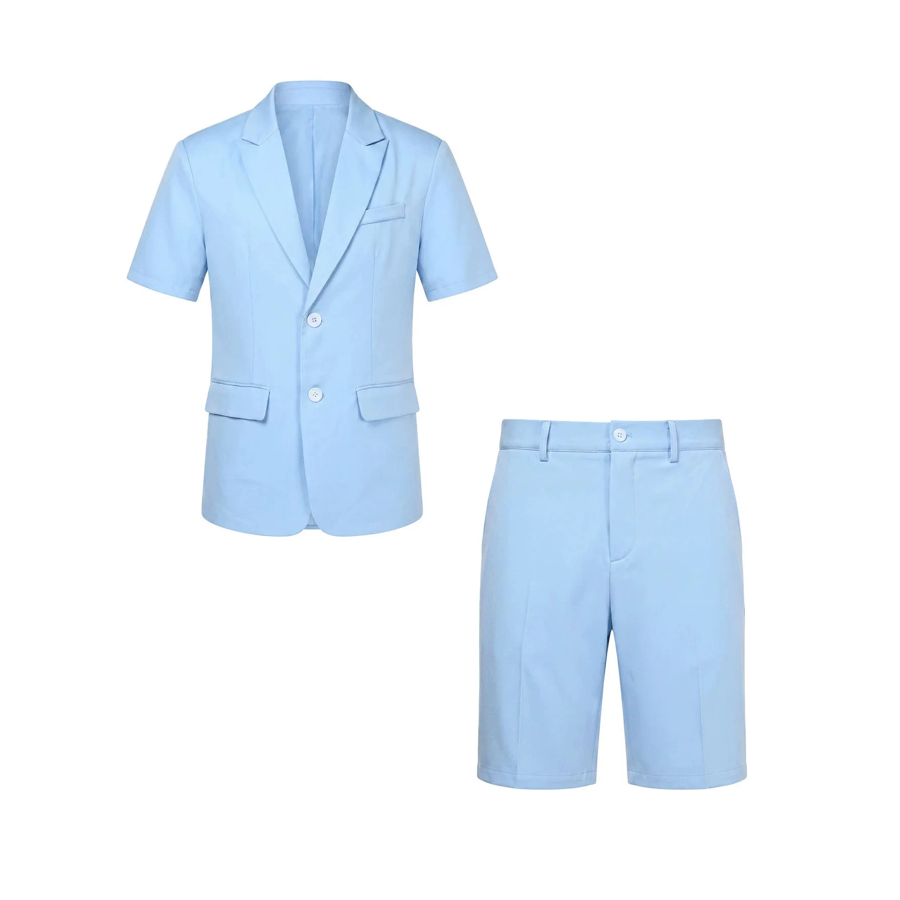 Men's 2 Piece Short Sleeves Shorts Set Summer Single Breasted Suit Slim Fit Notch Lapel Business Daily Commute Party Prom Outfit