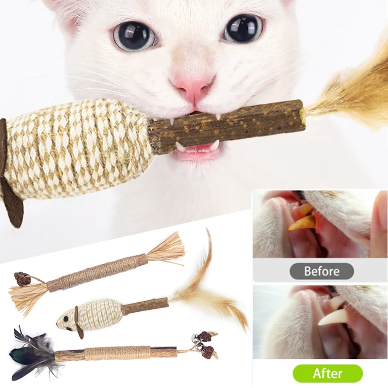 Cat Toys Silvervine Chew Stick Pet Snacks Sticks Natural Stuff with Catnip for Kitten Cats Cleaning Teeth Cat Accessories Katze