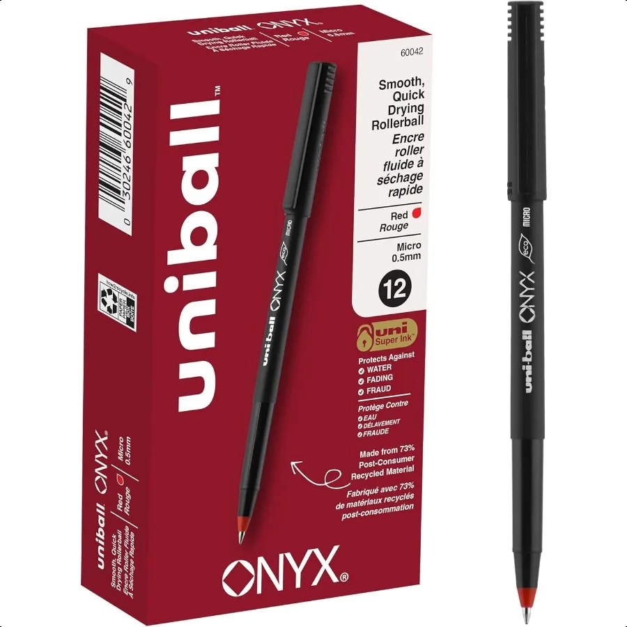 

Ручка-роллер ONYX Micro Point, 0,5 мм, красная, 12 шт.