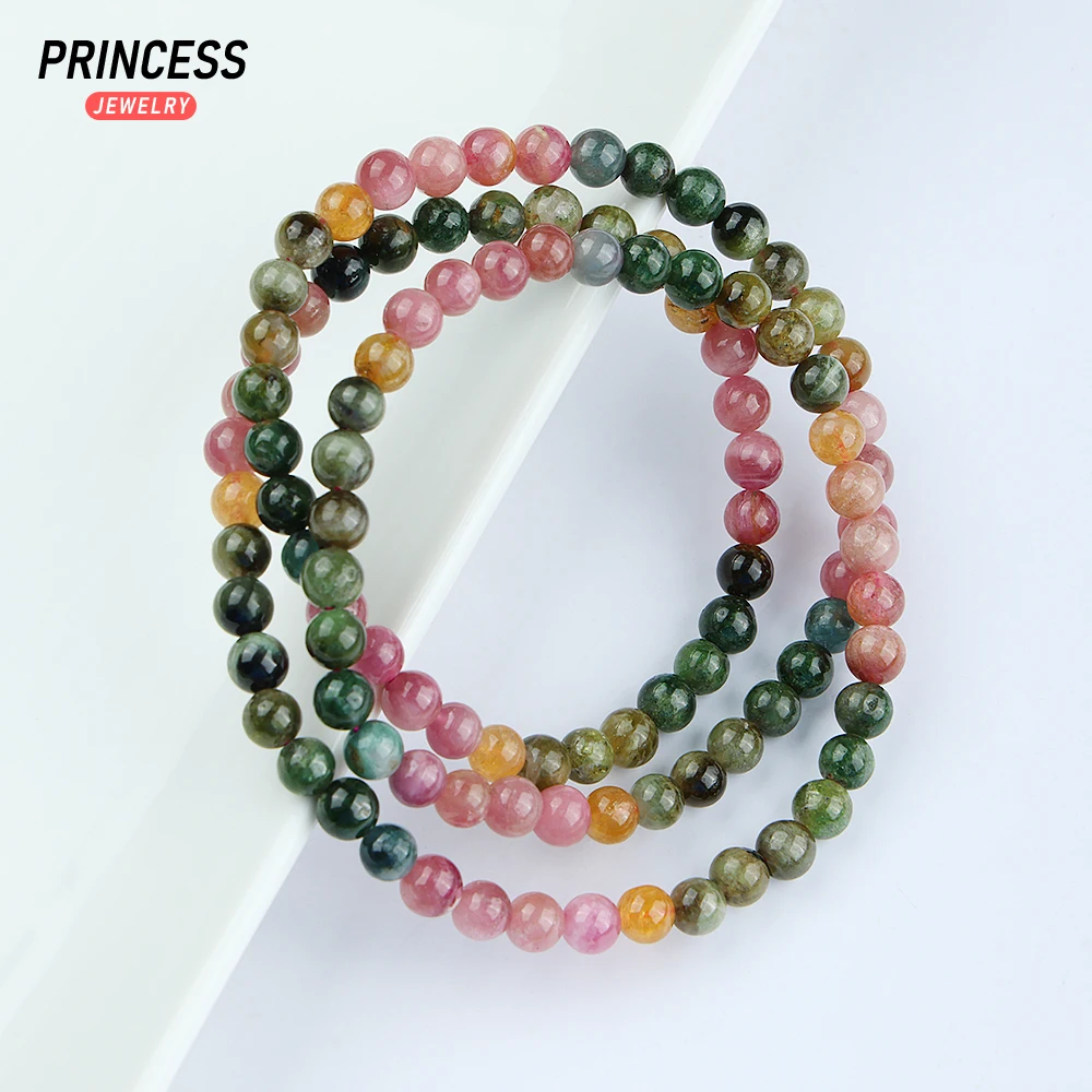 A++ Natural 21inches Colorful Tourmaline 5.5-6mm Loose Beads for Jewelry Making Bracelet Wholesle Stone Beads DIY Accessories