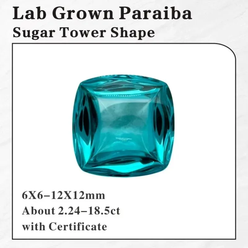 

Lab Grown Paraiba Sugar Tower Shape VVS1 Gemstone for Selectable for Jewel Making AGL Certificate