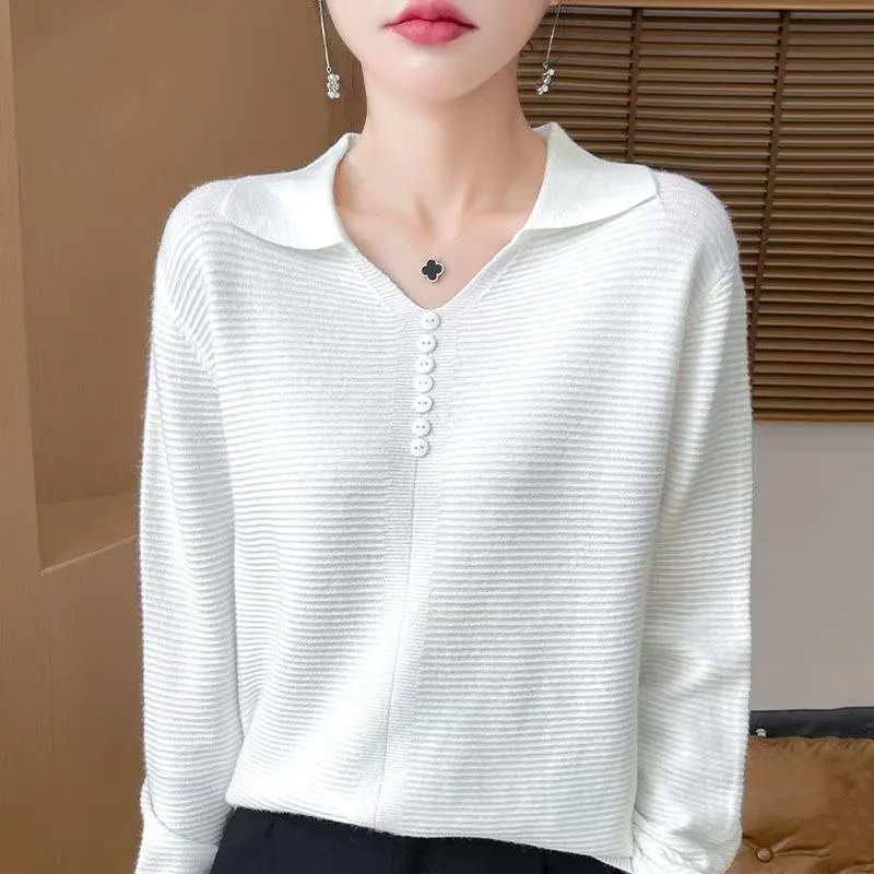 

Новый стиль, вязаный шерстяной женский весенне-осенний пуловер с длинными рукавами, свитер, высококачественный нижний топ