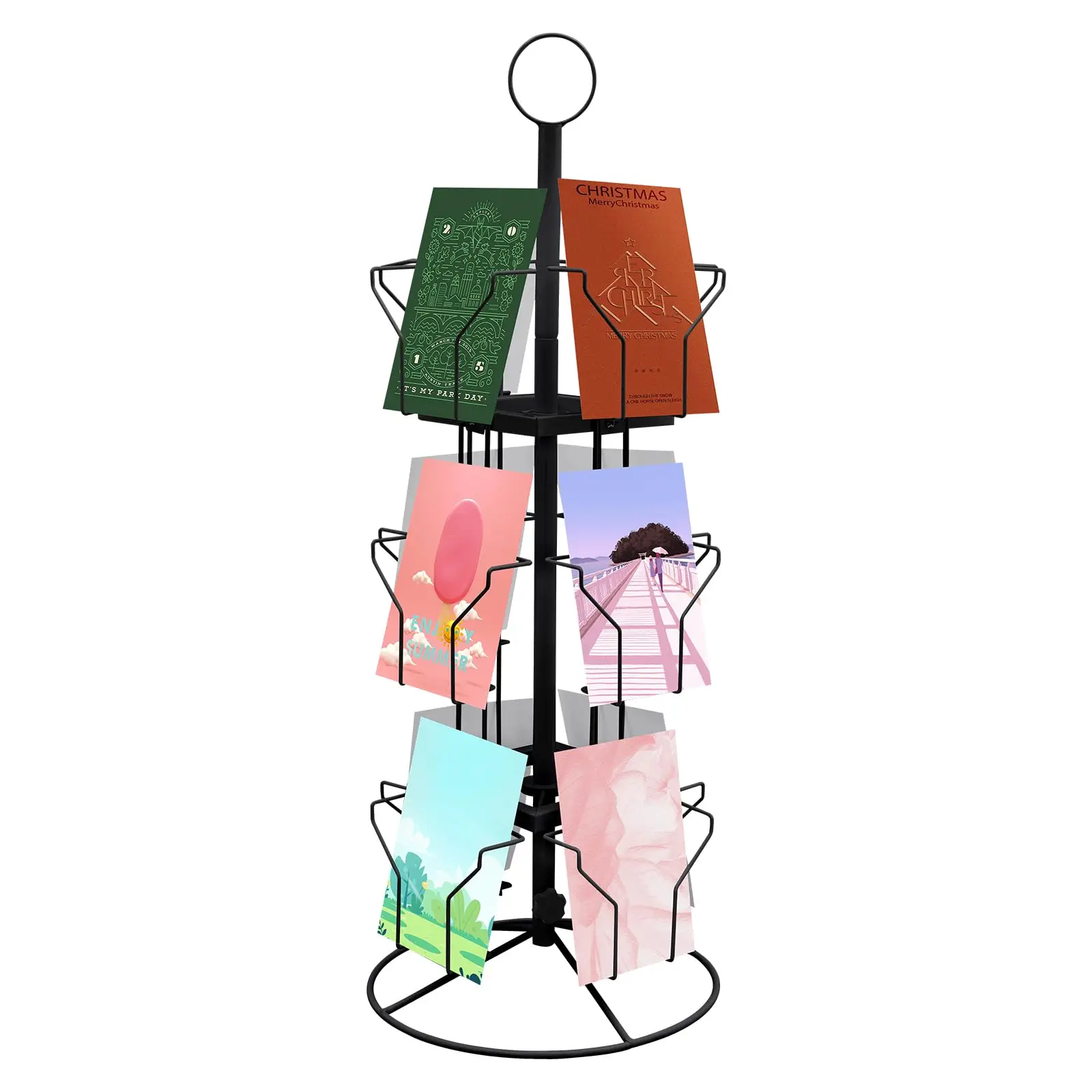 

Rotating Greeting Card Rack, Card Display Rack 360° Spinning Floor Stand, Countertop Rotating Metal Postcard Rack Retail Display