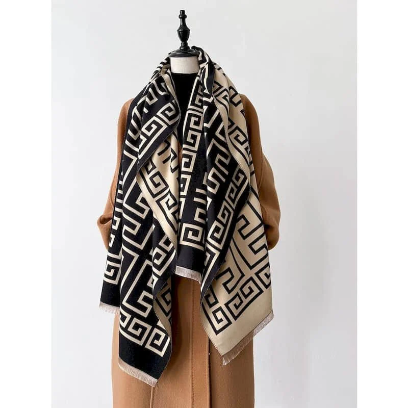 

Шарф женский роскошный винтажный полосатый кашемировый женский дизайнерский шарф корейский стиль осень зима теплая утолщенная шаль из пашмины