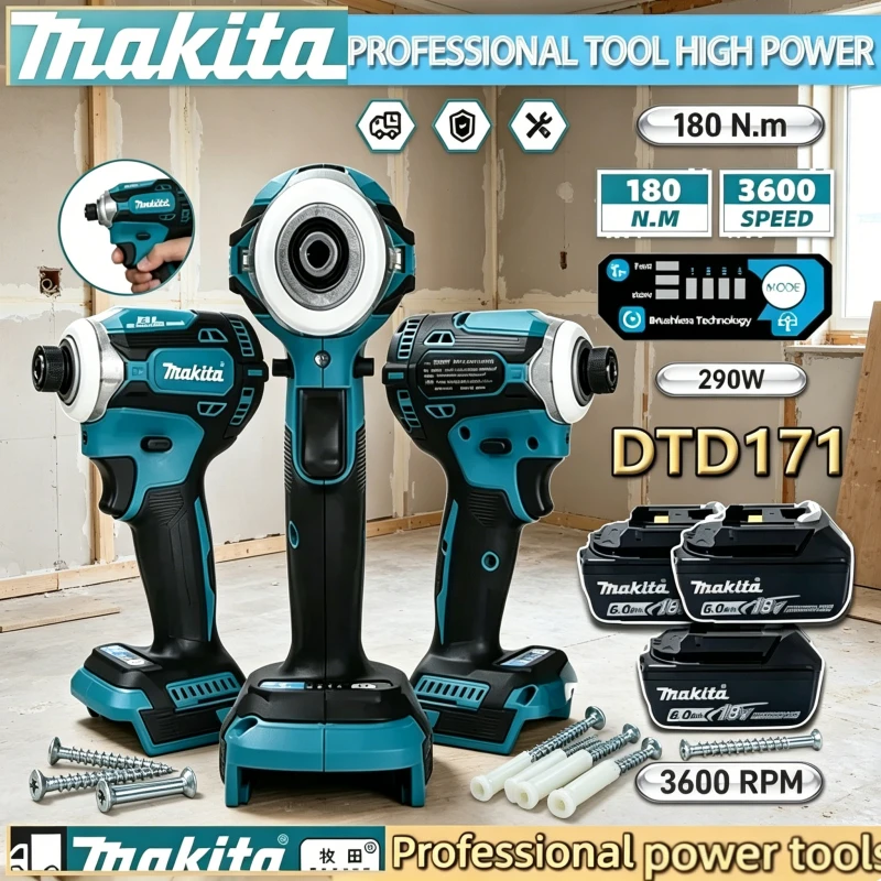 

Makita DTD171 impact driver electric driver high torque high power Tool lithium brushless Rechargeable DTD171 Makita