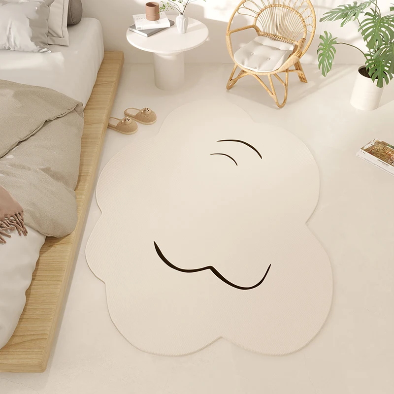 Irregular Shape Rugs for Bedroom Cream Style Living Room Decoration Carpet Fluffy Soft Plush Floor Mat Home Thickend Bedside Rug