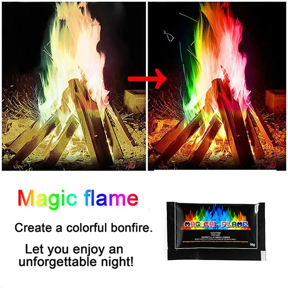 Magical Flames Fire 6pcs Flame Powder Color Changing Packets Party Supplies For Fireplaces Fire Pits Bonfires