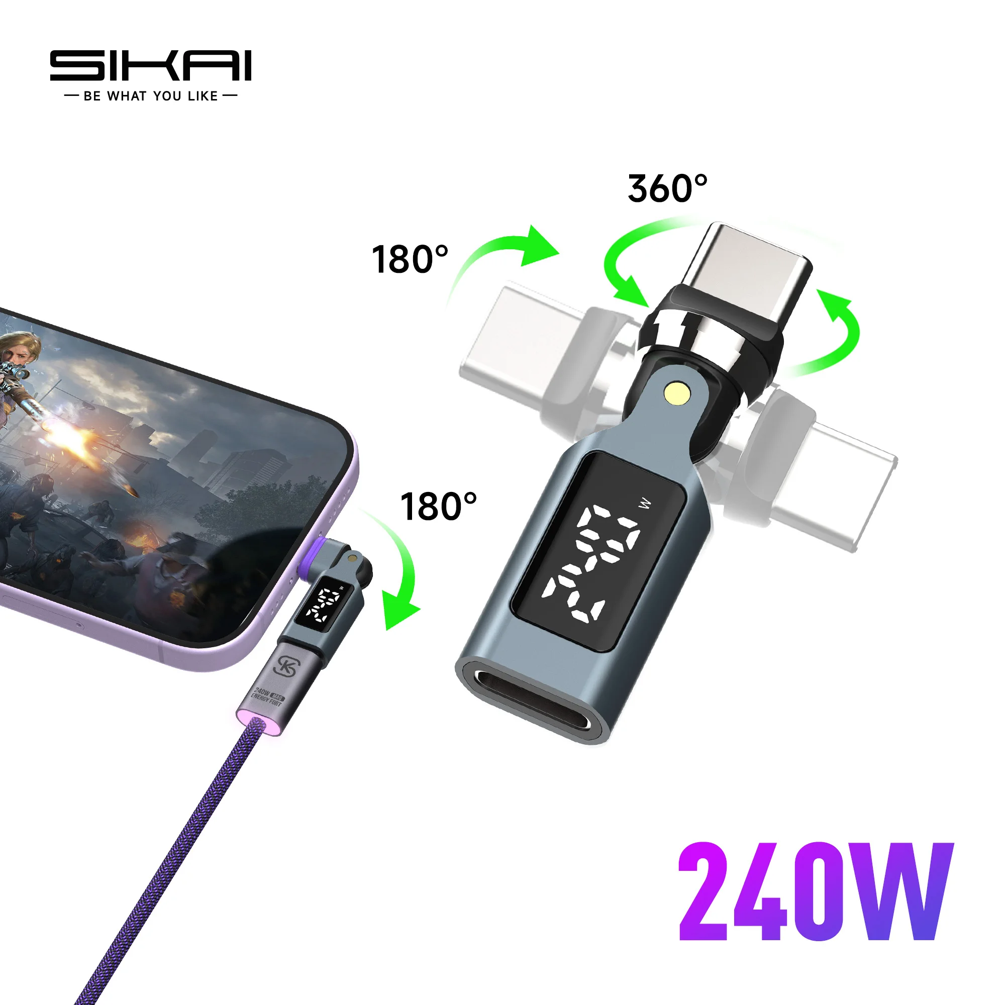 

240W Fast Charging Adapter USB C To Type C OTG Connector Digital Display Converter For iPhone 17 Samsung Macbook