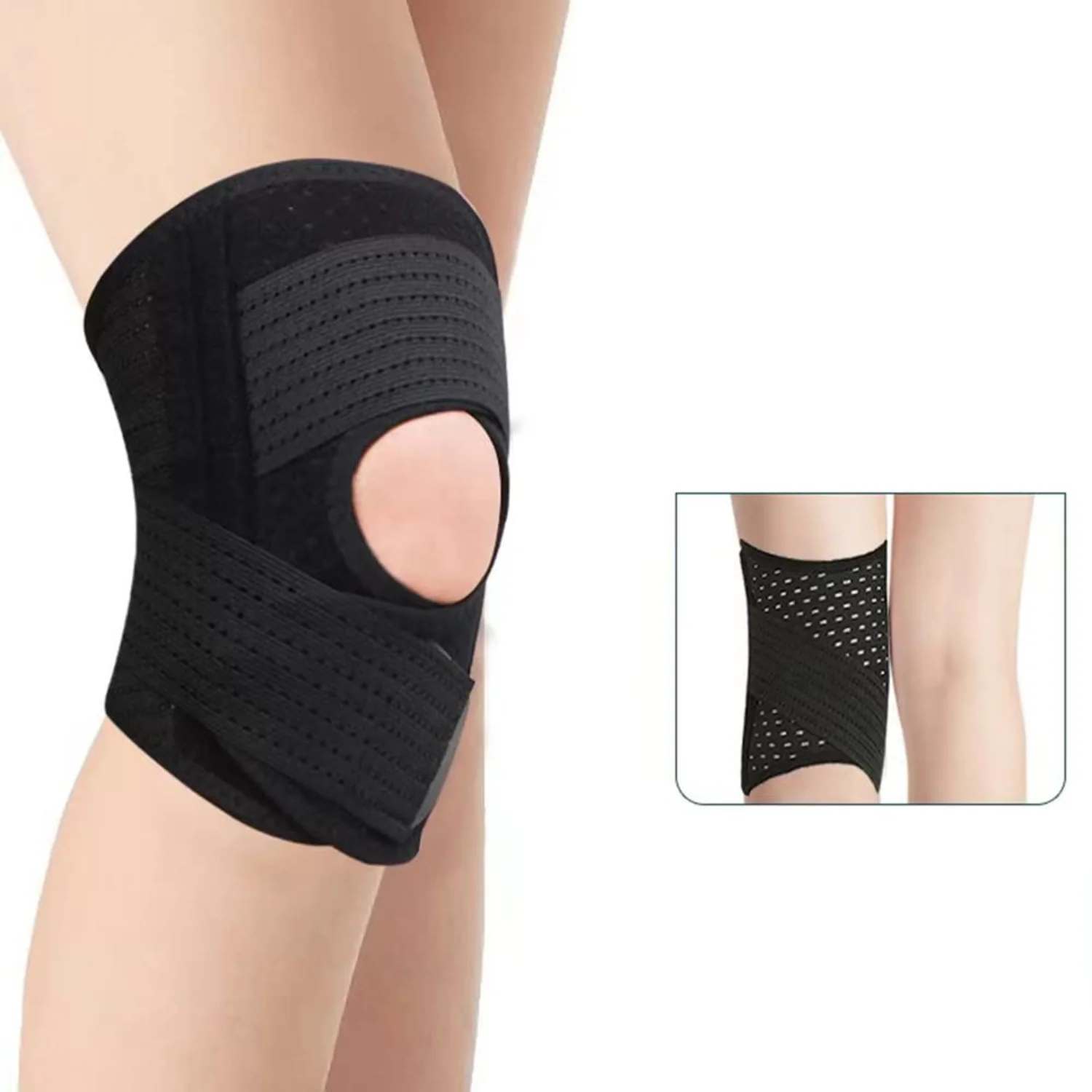 

Knee Brace with Side Stabilizers Relieve Meniscus Tear,Joint Pain,Sports Injuries,Breathable Adjustable, Running Workout Sports