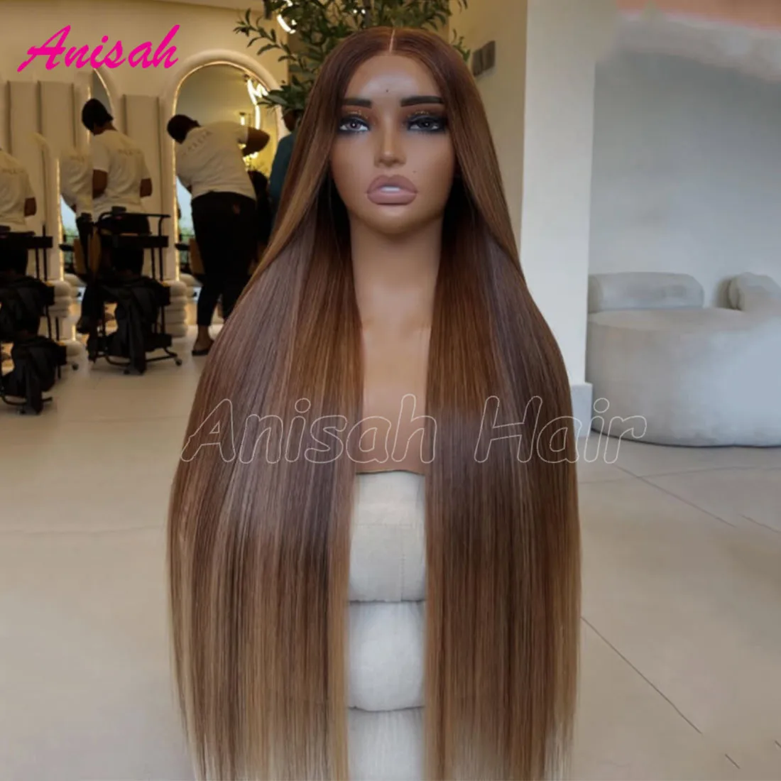 

Бесклеевые парики Remy Virgin Hair Highlight Bone Прямые парики фронта шнурка Человеческие волосы 5x5 Парики из натуральных волос на кружевной застежке для женщин