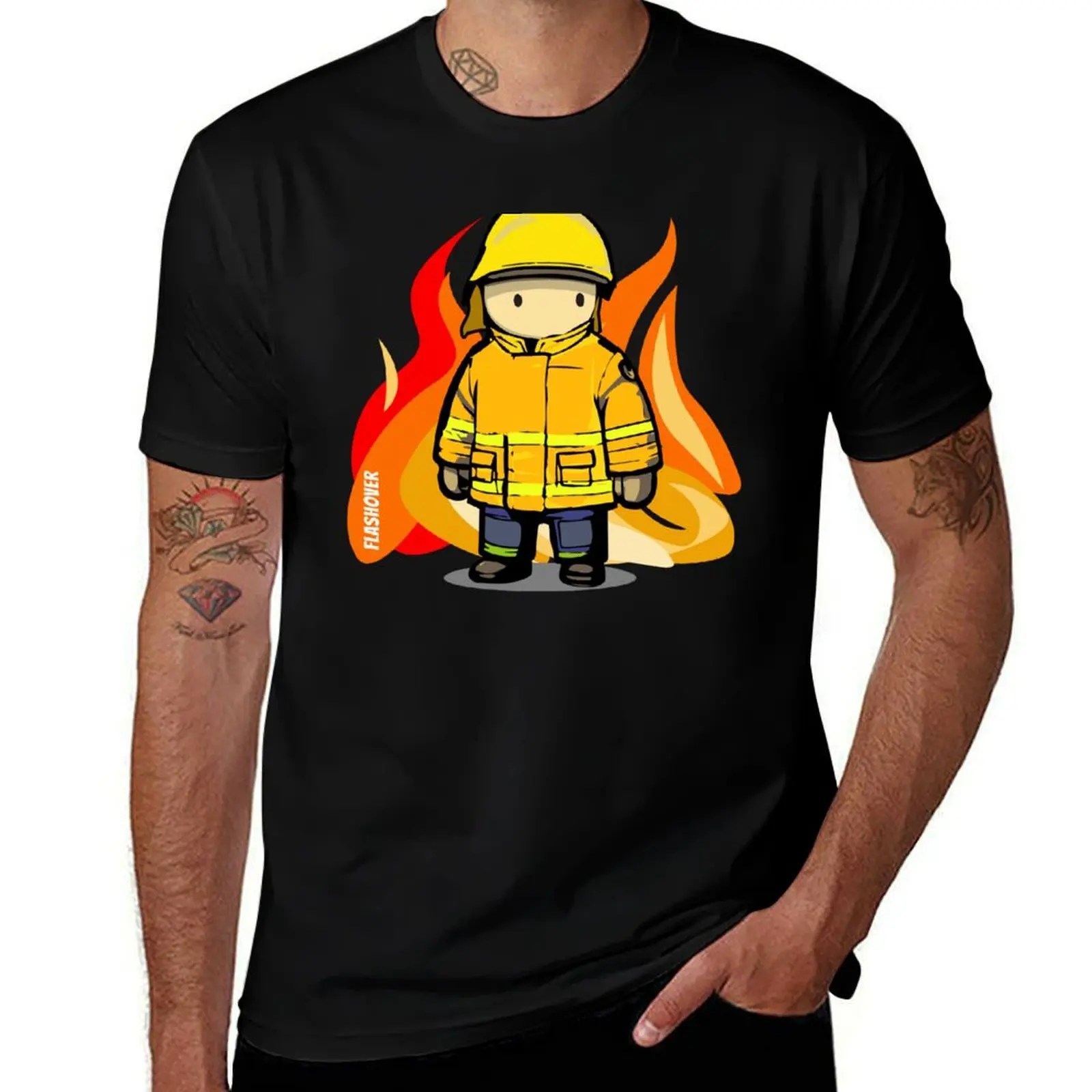 

t T-Shirt man graphic shirt Male Firefighter shirt t Design (Yellow luxury Helmet) man - shirt t summer Rural man Large