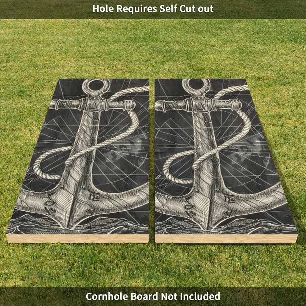 ملصق بتصميم كلاسيكي مرساة وبوصلة بحرية، قيمة عالية! شارات رمل من الفينيل المسطح ثنائية الأبعاد - صديقة للميزانية وقيمة عالية، فقاعة