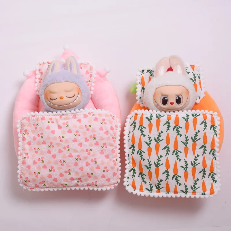 

Clothes Accessories For Labubu 15/17Cm Dolls 1st To 3rd Generation Cherry Small Bed Pillow Quilt Daily Necessities