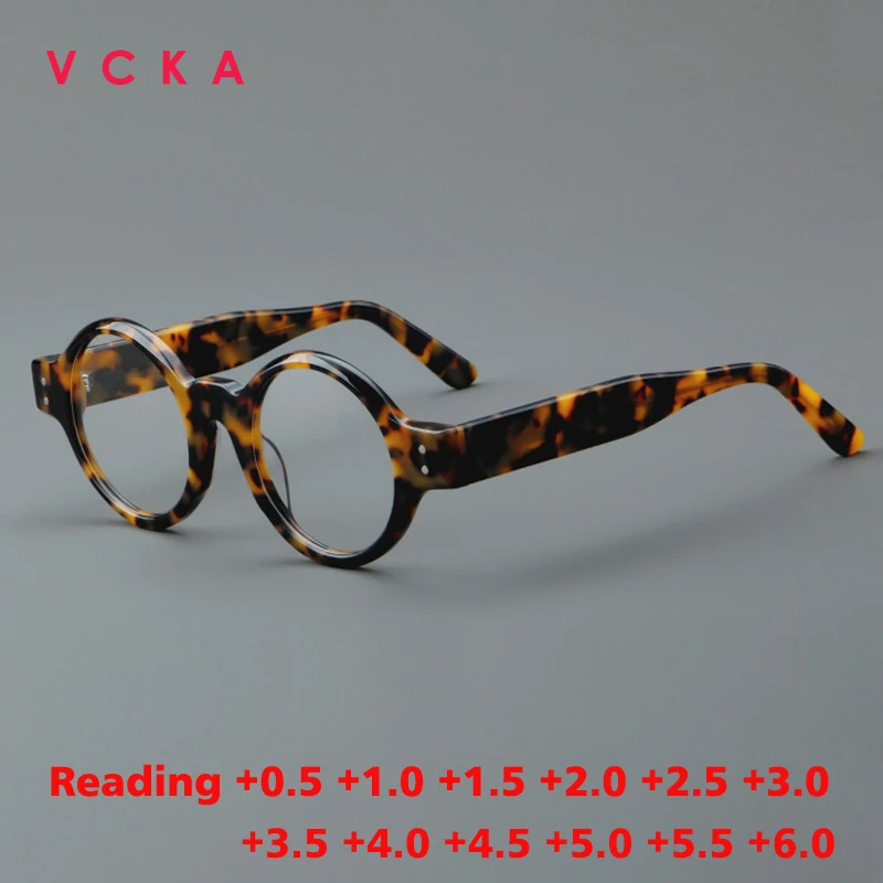 

VCKA Acetate Anti-blue Discolor Reading Glasses Frame Men Prescription Eyewar Women 2024 Retro Luxury Spectacles +0.50 to +6.0