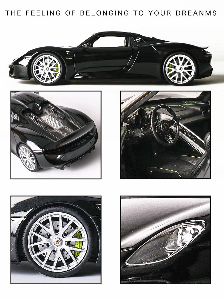 Welly 1:24 Porsche 918 Car Alloy Car Model Simulation Car Decoration Collection Gift Toy Die Casting Model Boy Toy