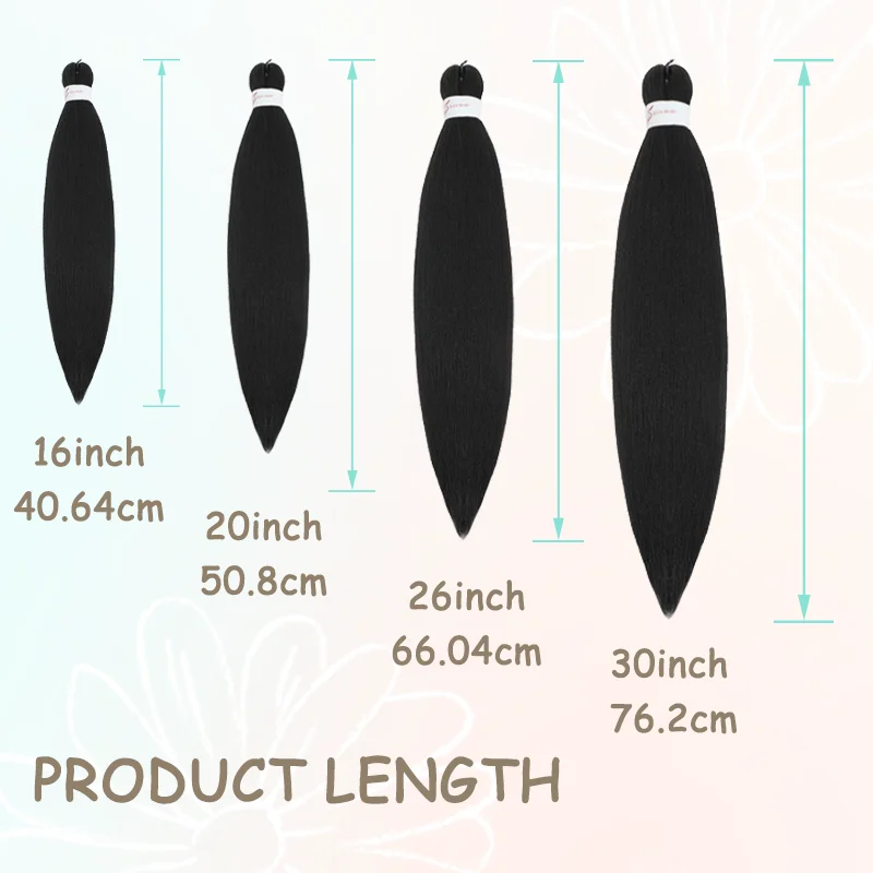 Rambut Kepang Hitam Pra Meregangkan 8 Paket Kotak Kepang Ekstensi Rambut 16/20/26/30 Inci Rambut Kepang Pra Meregangkan Sintetis