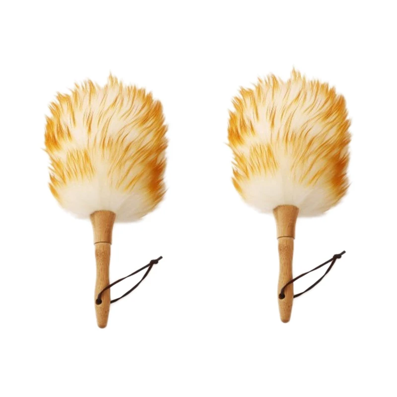 2X Anti-Static Wool Brush Duster Blinds Kitchen Keyboard Dust Cleaning Tool Car Duster Interior/Exterior Cleaner 30Cm