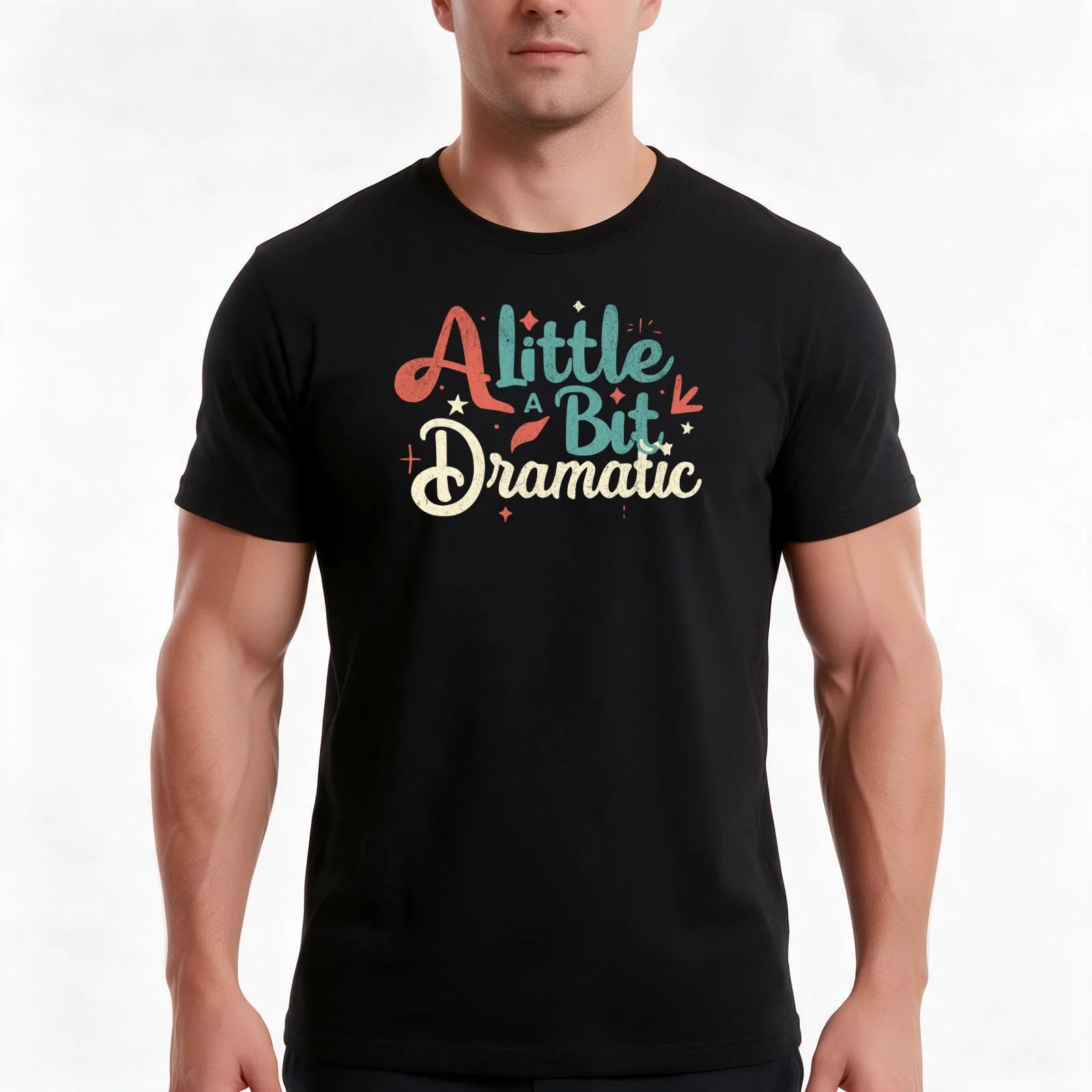 Little Bit Dramatic Groovy Retro T-Shirt Summer Casual Cotton Tee Oversized Streetwear Tops Vintage Graphic Print