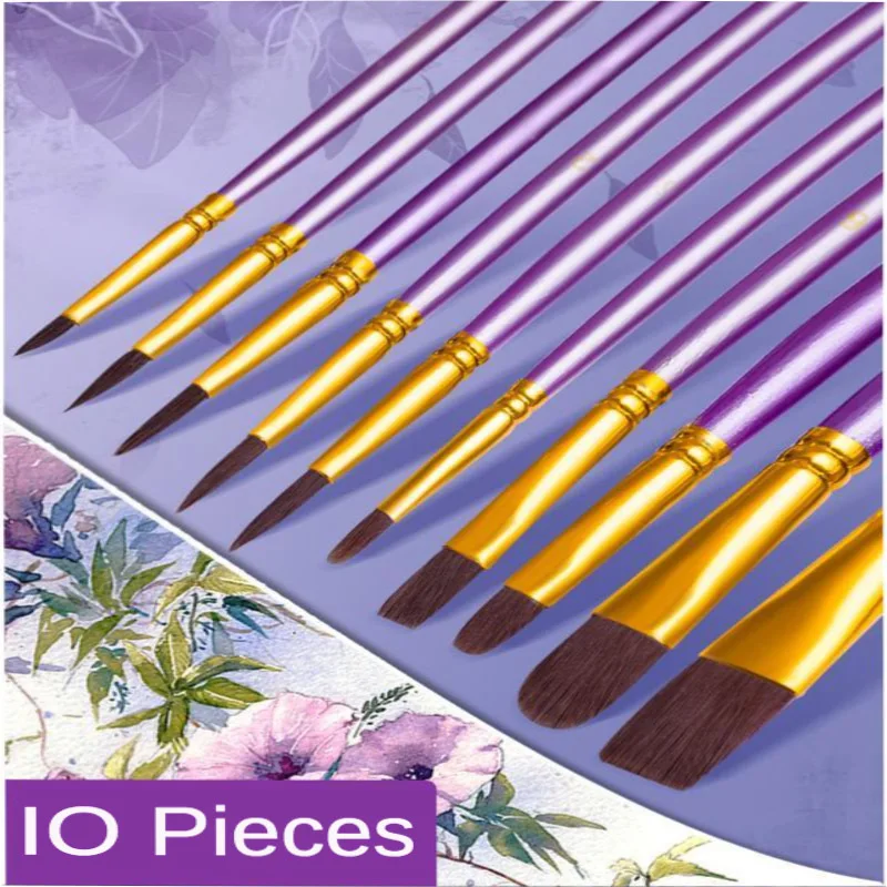 

10Pcs Set Nylon Hair Artists Painting Brush Art Special Multifunction Hook Line Short Pointed Pen Available