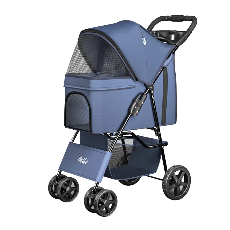 Pet Stroller Foreign Trade Is Easy Folding  Dog Outing Stroller Jogger with Storage Basket for Puppy Cat Pet Suplies Outdoor