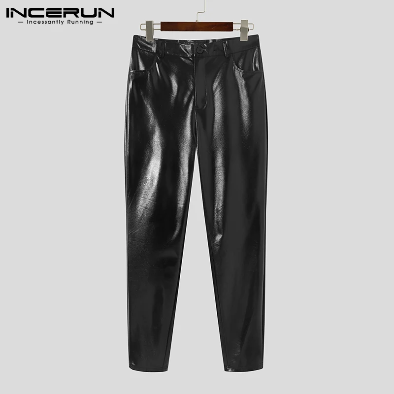 Fashion Casual Style New Men Hot Sale Pantalons Leisure Skinny Long Pants Stylish Sexy Male Hot Sale Leather Trousers S-5XL 2023