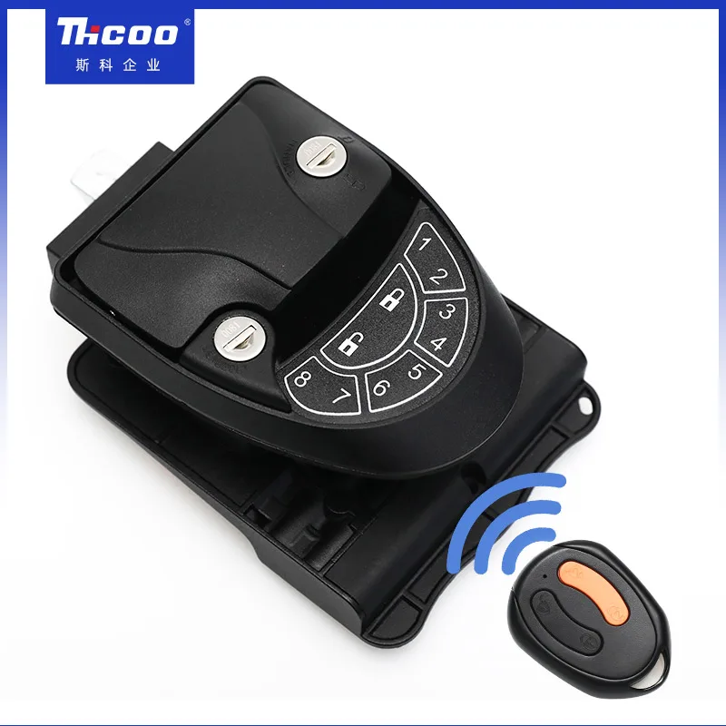 Remote Control Electronic Keypad Car Door Password Lock RV Keyless Entry Door Lock with Deadbolt for Travel Car RV A7902-2