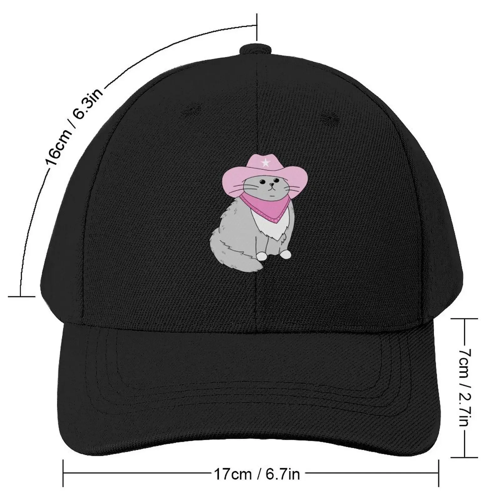 gray cat with pink cowboy hat and bandana Baseball Cap Luxury Brand Military Cap Man Sun Cap Luxury Man Hat Caps Male Women's