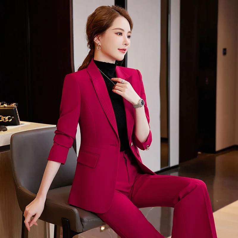 Business Wear Female Temperament and Capable Autumn and Winter Suit Suit Sales Real Estate Sales Work Clothes Hotel Manager Form